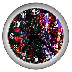Lit Christmas Trees Prelit Creating A Colorful Pattern Wall Clocks (silver) 