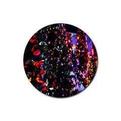 Lit Christmas Trees Prelit Creating A Colorful Pattern Rubber Coaster (round)  by Simbadda