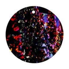 Lit Christmas Trees Prelit Creating A Colorful Pattern Round Ornament (two Sides) by Simbadda