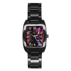 Lit Christmas Trees Prelit Creating A Colorful Pattern Stainless Steel Barrel Watch by Simbadda