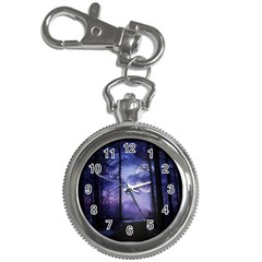 Moonlit A Forest At Night With A Full Moon Key Chain Watches by Simbadda