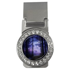 Moonlit A Forest At Night With A Full Moon Money Clips (cz)  by Simbadda