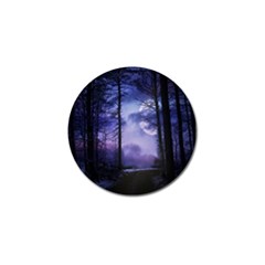 Moonlit A Forest At Night With A Full Moon Golf Ball Marker by Simbadda