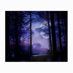 Moonlit A Forest At Night With A Full Moon Small Glasses Cloth (2-side) by Simbadda