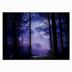 Moonlit A Forest At Night With A Full Moon Large Glasses Cloth by Simbadda