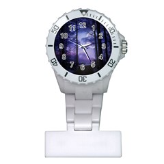 Moonlit A Forest At Night With A Full Moon Plastic Nurses Watch by Simbadda