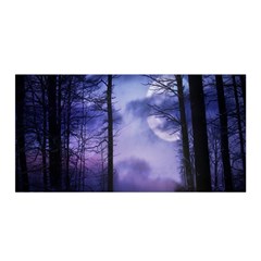 Moonlit A Forest At Night With A Full Moon Satin Wrap