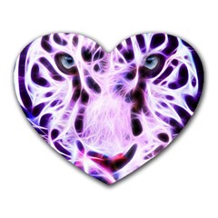 Fractal Wire White Tiger Heart Mousepads by Simbadda