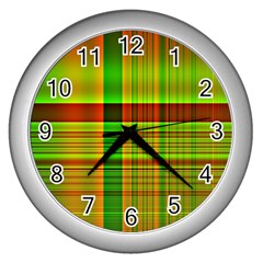 Multicoloured Background Pattern Wall Clocks (silver) 