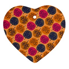 Colorful Trees Background Pattern Heart Ornament (two Sides) by Simbadda