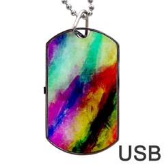 Colorful Abstract Paint Splats Background Dog Tag Usb Flash (one Side) by Simbadda