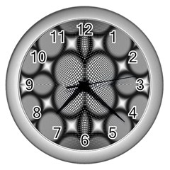 Mirror Of Black And White Fractal Texture Wall Clocks (silver) 