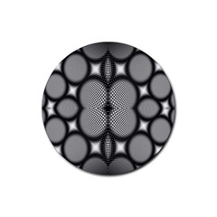 Mirror Of Black And White Fractal Texture Rubber Coaster (round) 