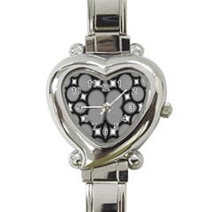 Mirror Of Black And White Fractal Texture Heart Italian Charm Watch by Simbadda
