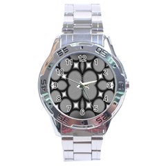 Mirror Of Black And White Fractal Texture Stainless Steel Analogue Watch by Simbadda