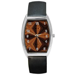 Fractal Pattern Of Fire Color Barrel Style Metal Watch by Simbadda