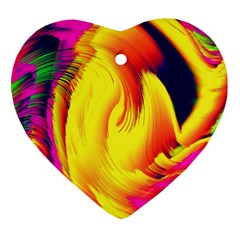 Stormy Yellow Wave Abstract Paintwork Ornament (heart) by Simbadda