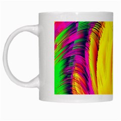 Stormy Yellow Wave Abstract Paintwork White Mugs by Simbadda