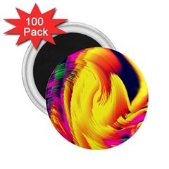 Stormy Yellow Wave Abstract Paintwork 2 25  Magnets (100 Pack)  by Simbadda