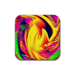 Stormy Yellow Wave Abstract Paintwork Rubber Coaster (square)  by Simbadda