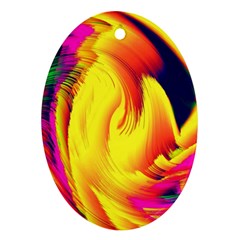 Stormy Yellow Wave Abstract Paintwork Oval Ornament (two Sides) by Simbadda