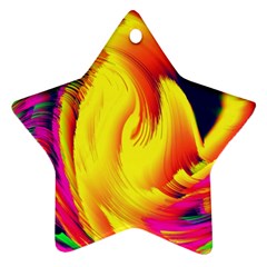 Stormy Yellow Wave Abstract Paintwork Star Ornament (two Sides) by Simbadda