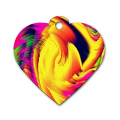 Stormy Yellow Wave Abstract Paintwork Dog Tag Heart (one Side) by Simbadda