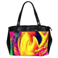 Stormy Yellow Wave Abstract Paintwork Office Handbags (2 Sides) 