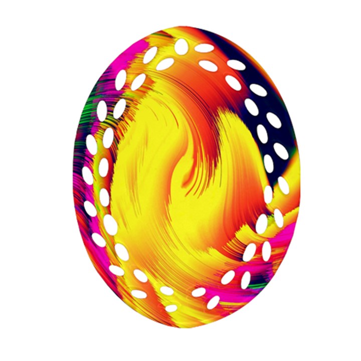 Stormy Yellow Wave Abstract Paintwork Ornament (Oval Filigree)