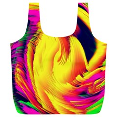 Stormy Yellow Wave Abstract Paintwork Full Print Recycle Bags (l)  by Simbadda