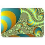 Gold Blue Fractal Worms Background Large Doormat  30 x20  Door Mat