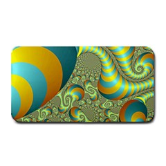 Gold Blue Fractal Worms Background Medium Bar Mats by Simbadda