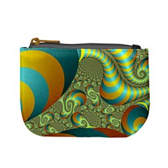 Gold Blue Fractal Worms Background Mini Coin Purses by Simbadda