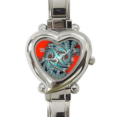 Digital Fractal Pattern Heart Italian Charm Watch