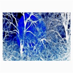 Winter Blue Moon Fractal Forest Background Large Glasses Cloth by Simbadda