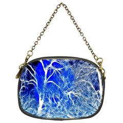 Winter Blue Moon Fractal Forest Background Chain Purses (two Sides)  by Simbadda