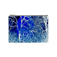 Winter Blue Moon Fractal Forest Background Cosmetic Bag (medium)  by Simbadda