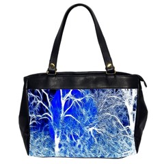 Winter Blue Moon Fractal Forest Background Office Handbags (2 Sides)  by Simbadda