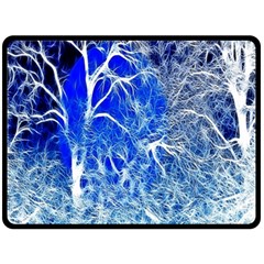 Winter Blue Moon Fractal Forest Background Fleece Blanket (large) 