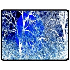 Winter Blue Moon Fractal Forest Background Double Sided Fleece Blanket (large)  by Simbadda