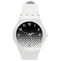 Halftone Gradient Pattern Round Plastic Sport Watch (m) by Simbadda
