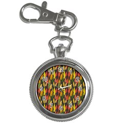 Colorful Leaves Yellow Red Green Grey Rainbow Leaf Key Chain Watches by Alisyart