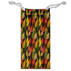 Colorful Leaves Yellow Red Green Grey Rainbow Leaf Jewelry Bag