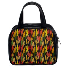 Colorful Leaves Yellow Red Green Grey Rainbow Leaf Classic Handbags (2 Sides)