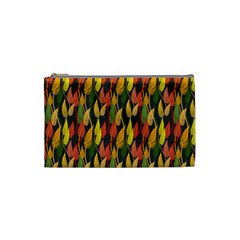 Colorful Leaves Yellow Red Green Grey Rainbow Leaf Cosmetic Bag (small) 