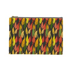 Colorful Leaves Yellow Red Green Grey Rainbow Leaf Cosmetic Bag (large) 