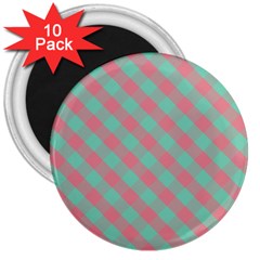 Cross Pink Green Gingham Digital Paper 3  Magnets (10 Pack)  by Alisyart