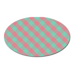 Cross Pink Green Gingham Digital Paper Oval Magnet by Alisyart