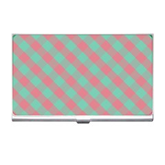 Cross Pink Green Gingham Digital Paper Business Card Holders by Alisyart