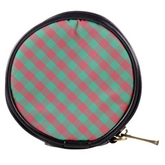 Cross Pink Green Gingham Digital Paper Mini Makeup Bags